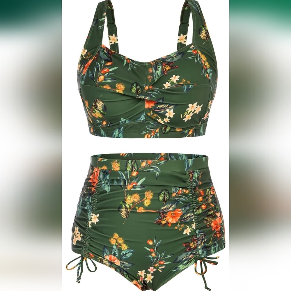 HANNA NIKOLE PLUS SIZE Ruched 2 Piece Bikini